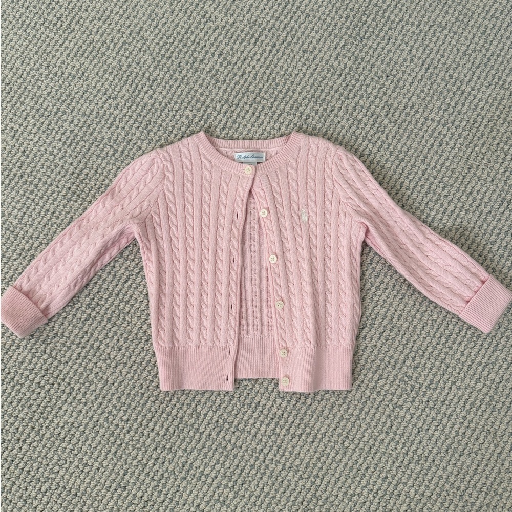 Girls Ralph Lauren Mini Cable Cotton Cardigan - 18 months - never worn